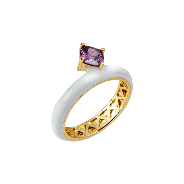 Anel Esmaltado Zircônias Lapidadas