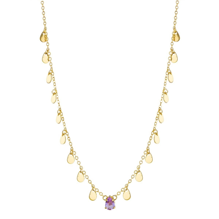 Colar Zircônia Centro e Tachinhas