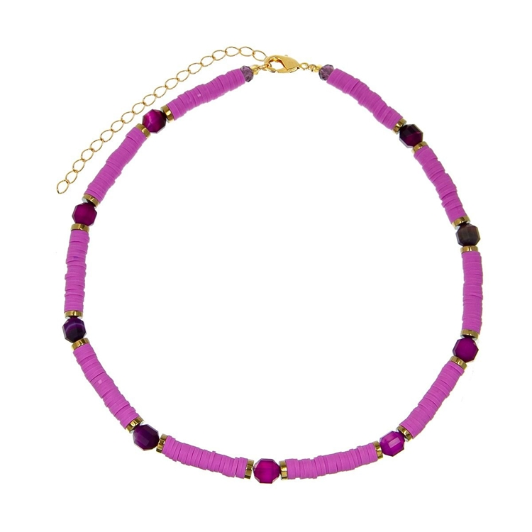 Colar Beads com Ágatas Lavanda