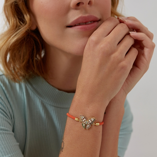 Pulseira Energy Mini Borboleta Tangerina