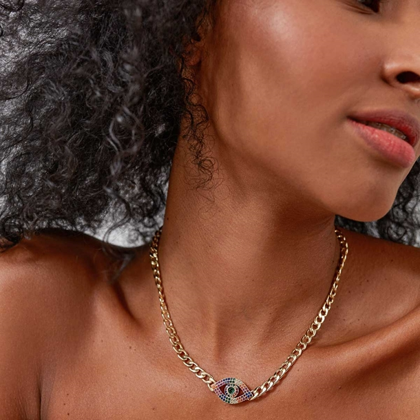 Choker Olho Grego Zircônias Rainbow