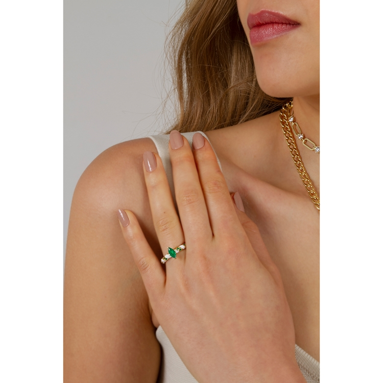 Anel Esmaltado Navete Zircônias