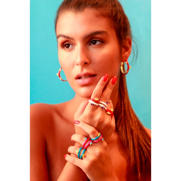 Anel Esmaltado Zircônias Lapidadas