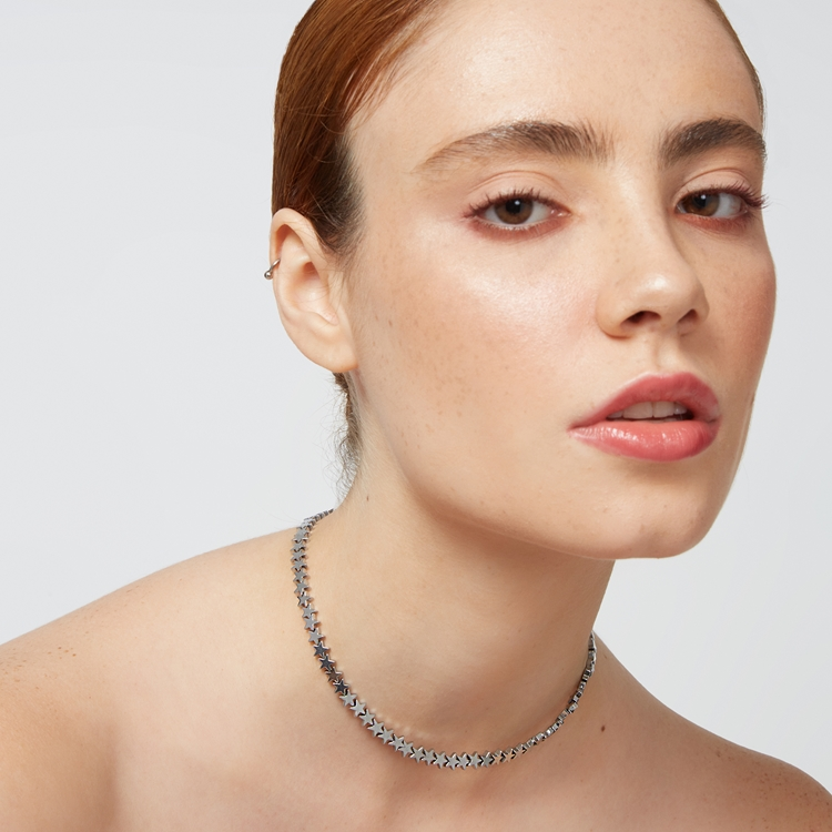 Colar Choker Hematita Mini Estrelas