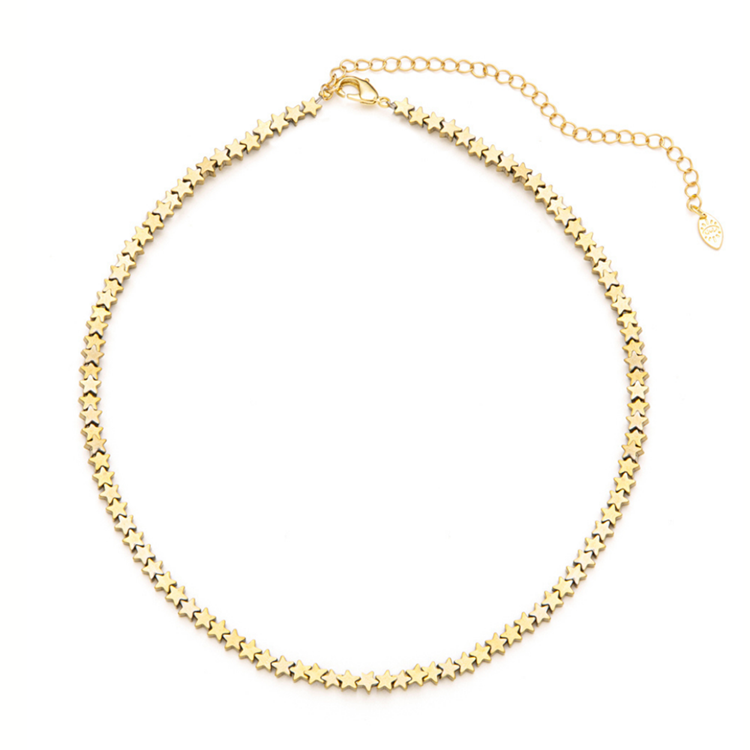 Colar Choker Hematita Mini Estrelas