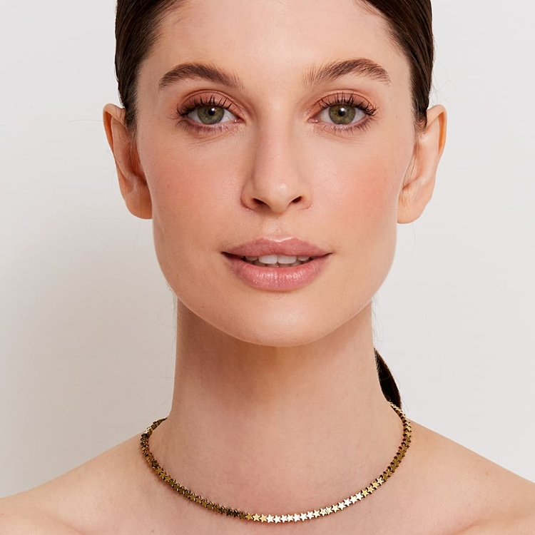 Colar Choker Hematita Mini Estrelas