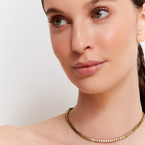 Colar Choker Hematita Mini Estrelas
