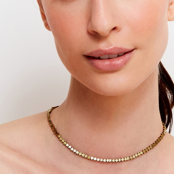 Colar Choker Hematita Mini Estrelas