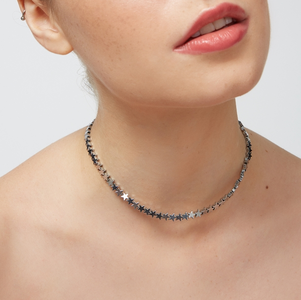 Colar Choker Hematita Mini Estrelas