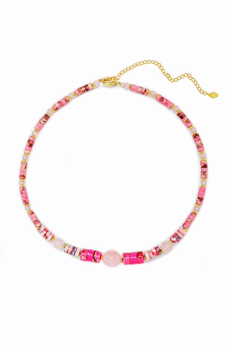 Colar Colorful & Fun Howlita Rajada Rosa e Jade