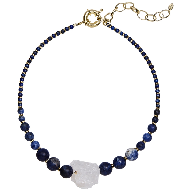 Colar Sodalita e Cristal com Lapis Lazuli