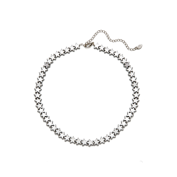 Colar Choker Hematita Estrelas