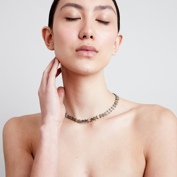 Colar Choker Hematita Estrelas