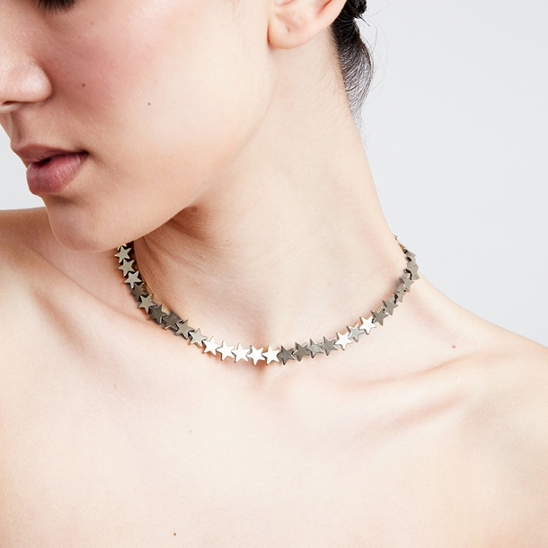 Colar Choker Hematita Estrelas