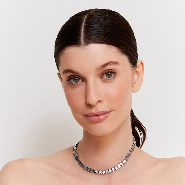 Colar Choker Hematita Estrelas