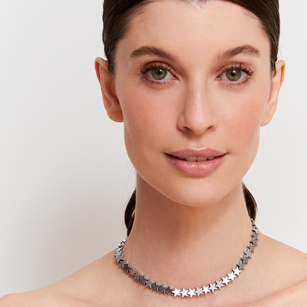Colar Choker Hematita Estrelas