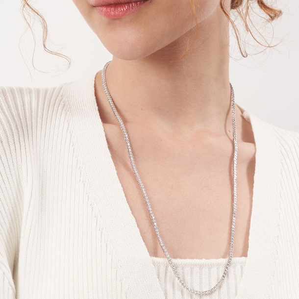 Colar Riviera Anna Cravejada de Zircônias Cristal 60cm