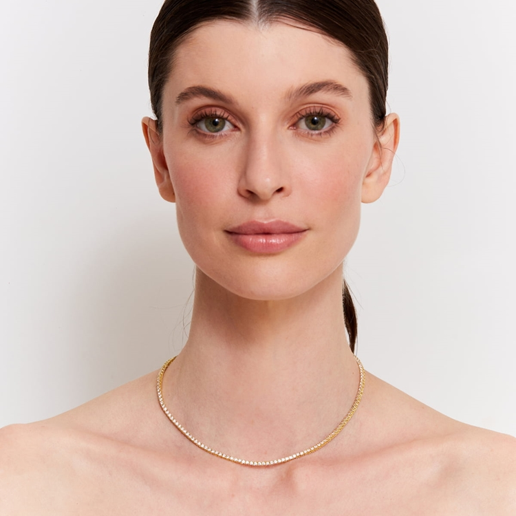 Colar Riviera Anna Cravejadas de Zircônias Cristal 38cm
