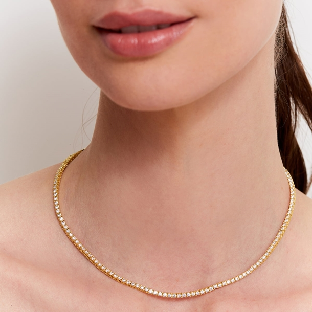 Colar Riviera Anna Cravejadas de Zircônias Cristal 38cm