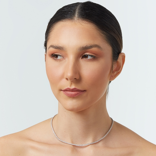 Colar Riviera Anna Cravejadas de Zircônias Cristal 38cm