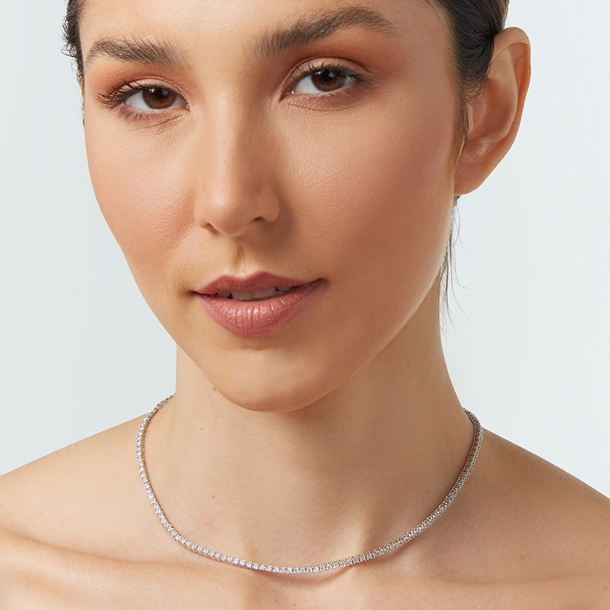 Colar Riviera Anna Cravejadas de Zircônias Cristal 38cm