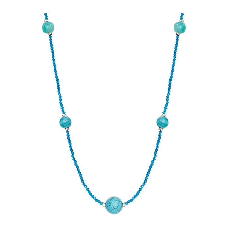 Colar Longo Fios de Zircônias e Dots