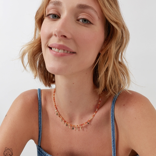 Colar Choker Ágatha Fogo e Gotinhas