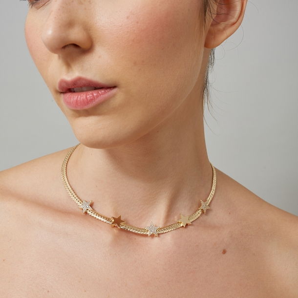 Colar Chain Estrelas e Zircônias