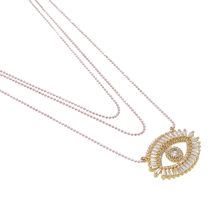 COLAR TRES VOLTAS OLHO PROTECAO ZIRCONIA CRISTAL