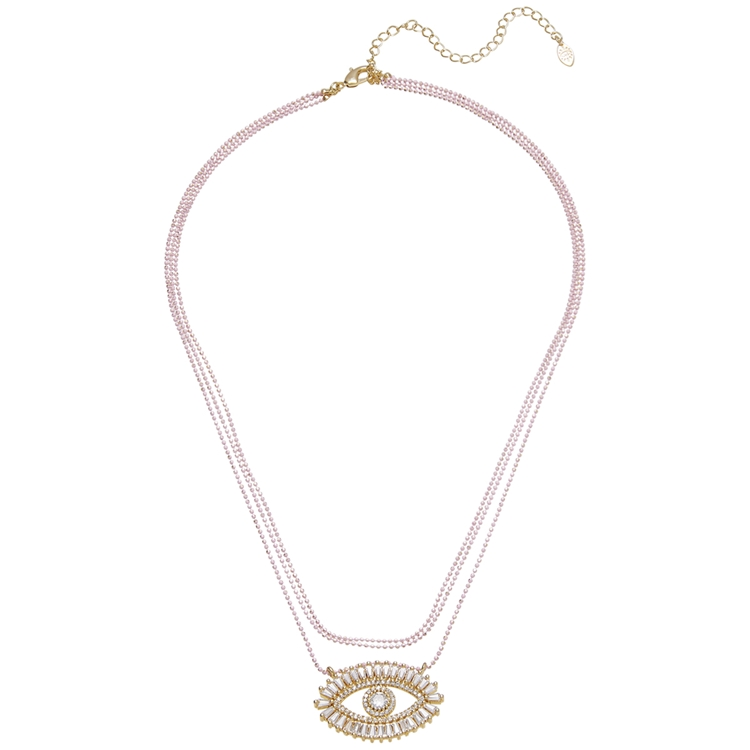 COLAR TRES VOLTAS OLHO PROTECAO ZIRCONIA CRISTAL