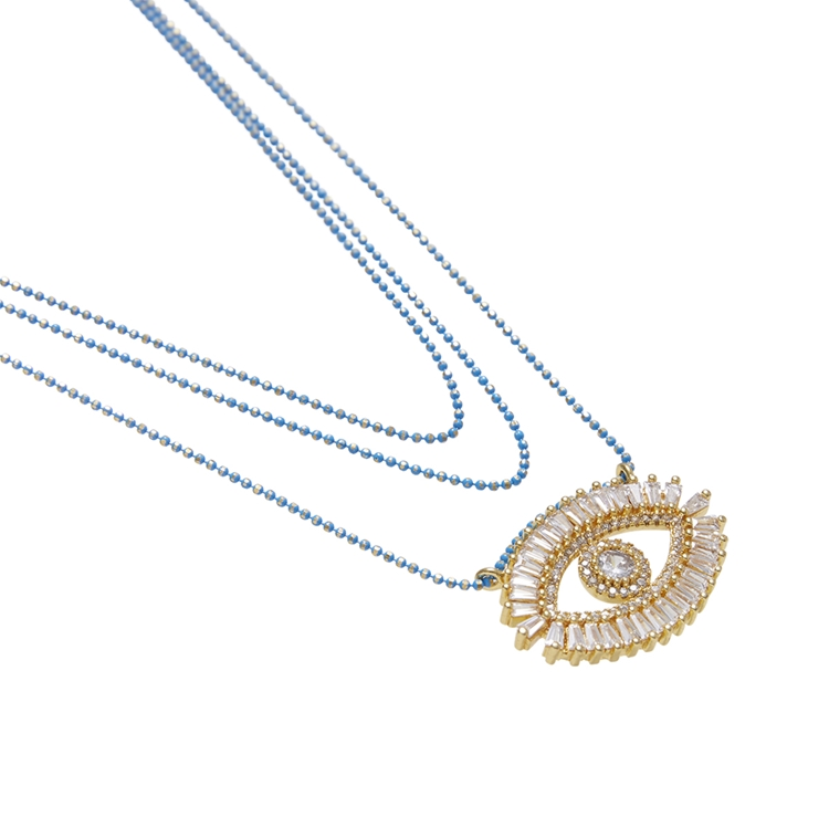 COLAR TRES VOLTAS OLHO PROTECAO ZIRCONIA CRISTAL