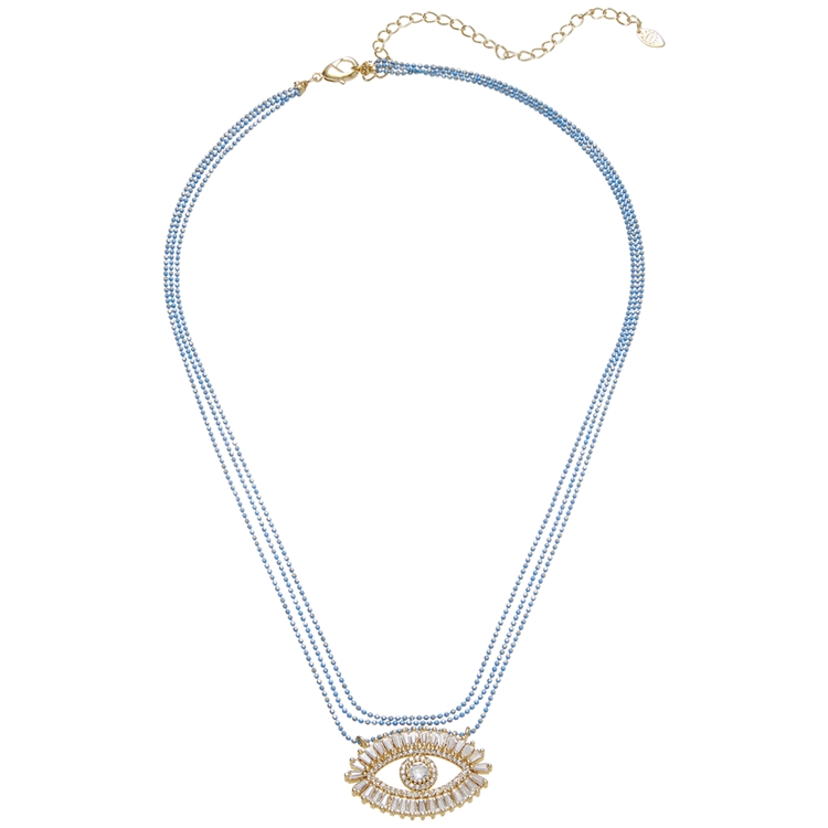 COLAR TRES VOLTAS OLHO PROTECAO ZIRCONIA CRISTAL