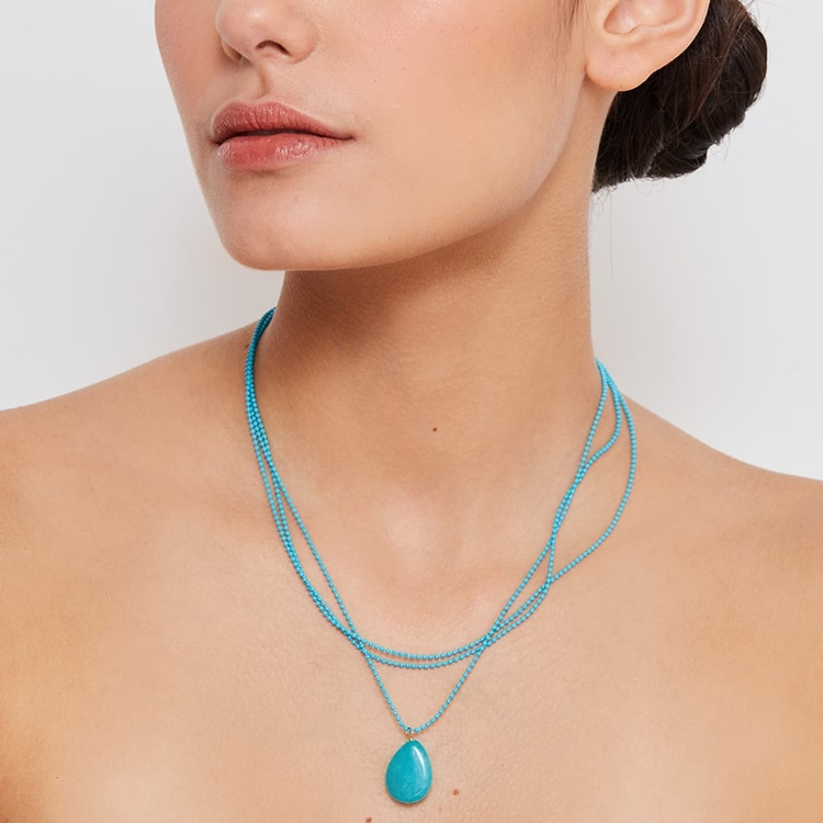 Colar Três Voltas Gota Jade