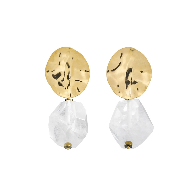 Brinco Martelado Quartzo Cristal
