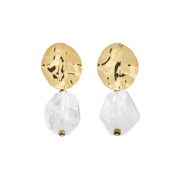 Brinco Martelado Quartzo Cristal