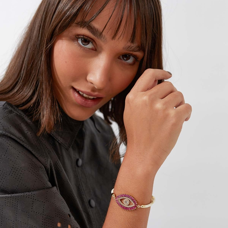 PULSEIRA ENERGY OLHO DE PROTECAO ZIRCONIAS PINK