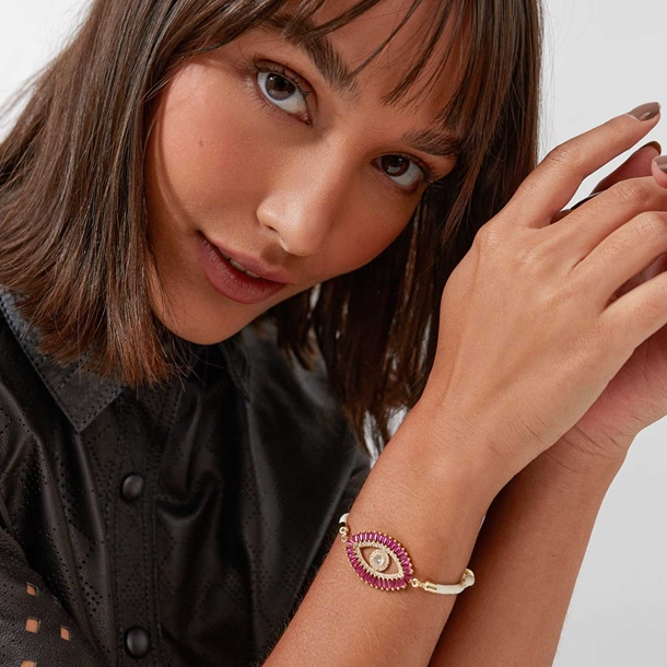 PULSEIRA ENERGY OLHO DE PROTECAO ZIRCONIAS PINK