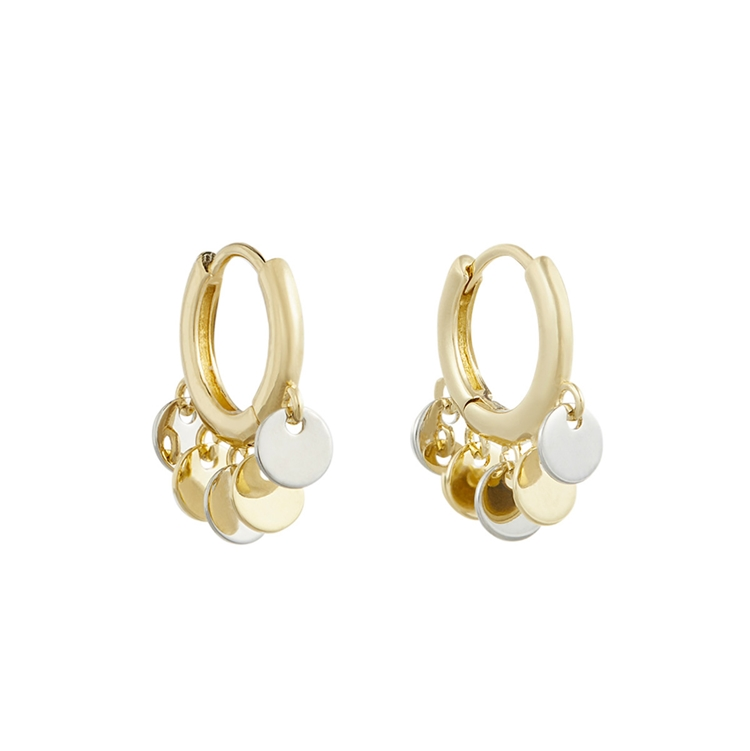 Argola Mini Dots Bicolor Ouro e Ródio