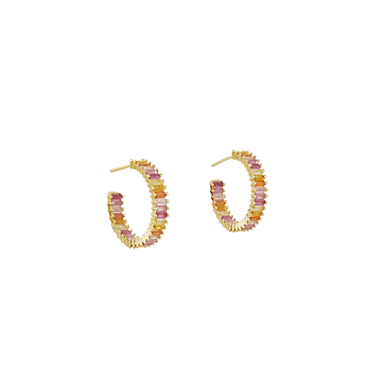 Argola Classic Zircônias Retangular