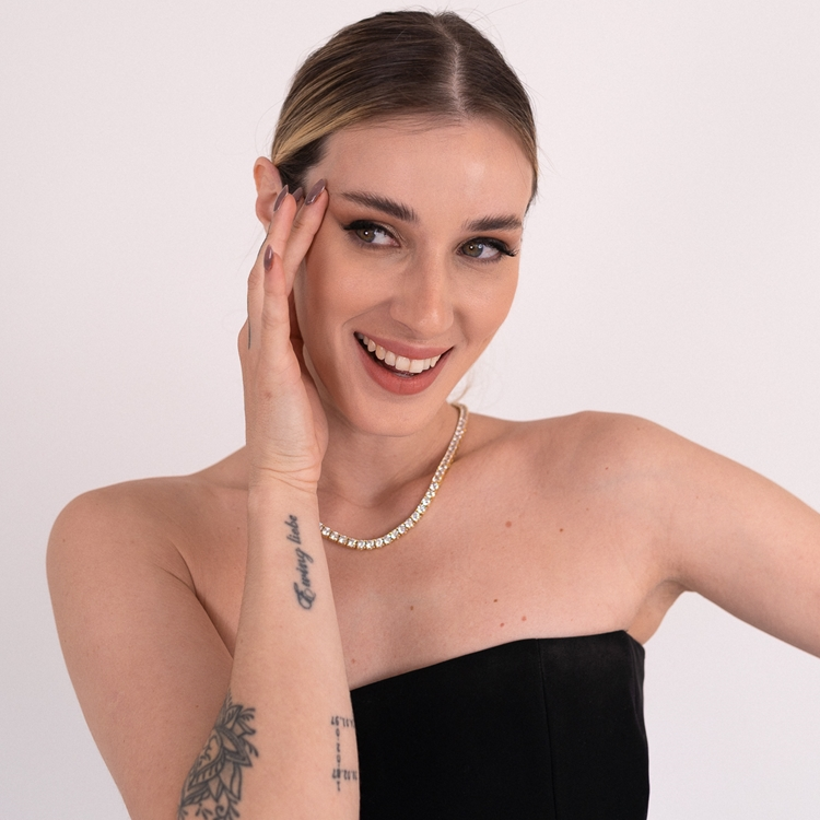 Colar Riviera Party Cravejada de Zircônias Cúbicas Cristais 38cm