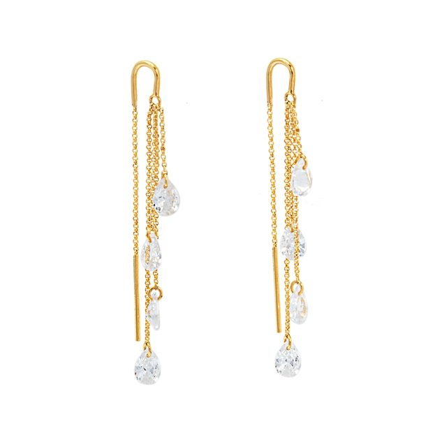 Brinco Fio Gotas de Zircônia Cristal