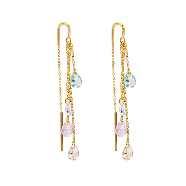 Brinco Fio Gotas de Zircônia Cristal