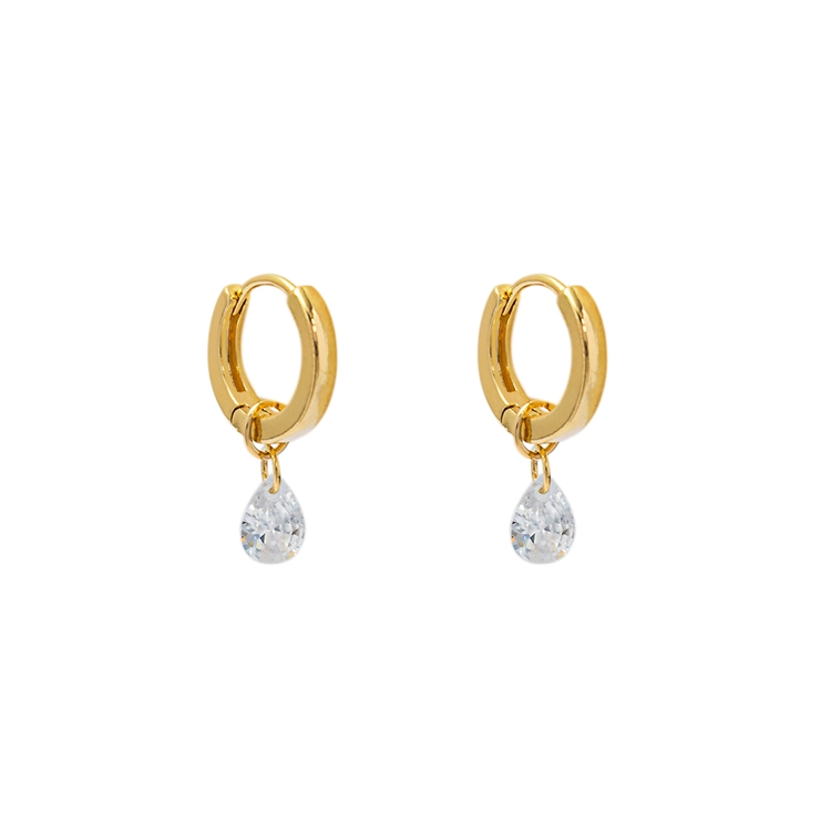 Brinco Mini Argola Gota Zircônia