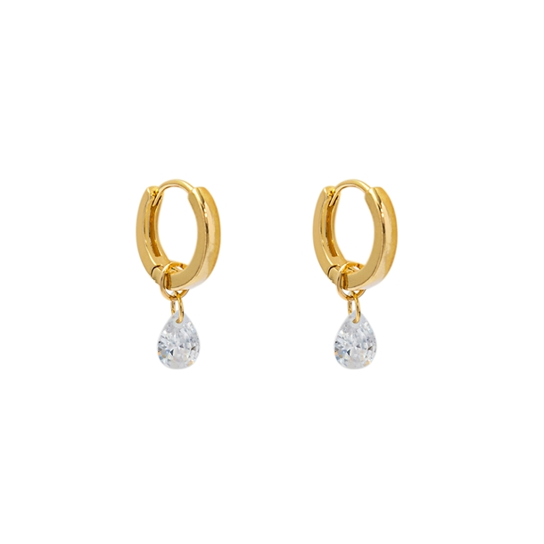 Brinco Mini Argola Gota Zircônia