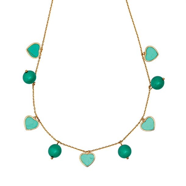 Colar Coração e Bolinhas Howlita