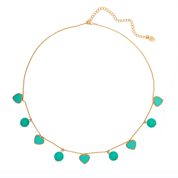 Colar Coração e Bolinhas Howlita