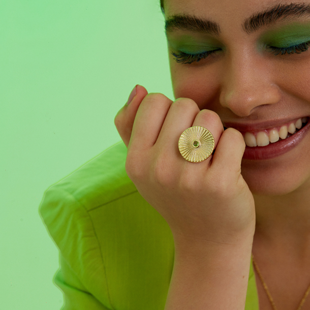 Anel Birthstones Zircônia Agosto
