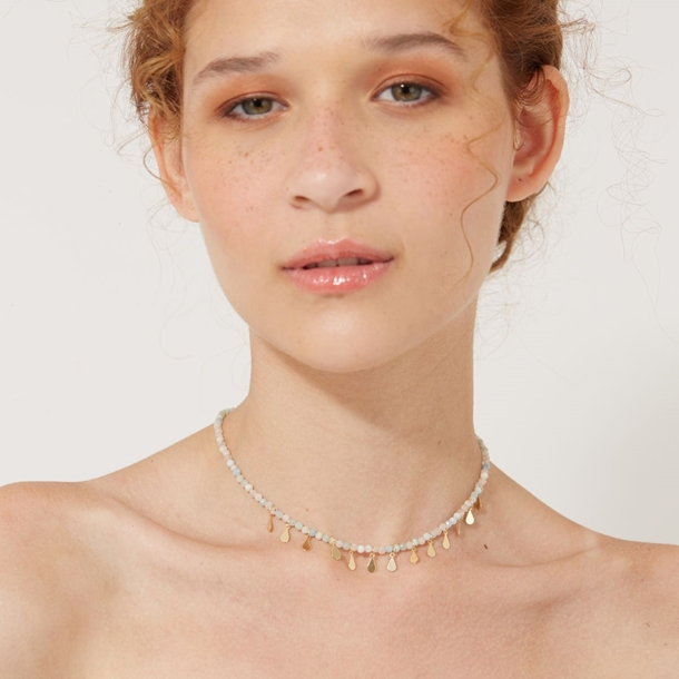 Colar  Choker Morganita com Tachinhas