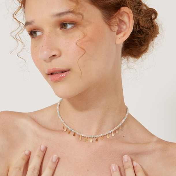 Colar  Choker Morganita com Tachinhas