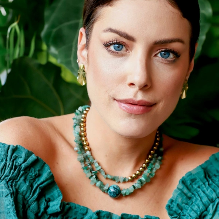 Colar Hematitas e Quarzto Verde Fabiana Justus